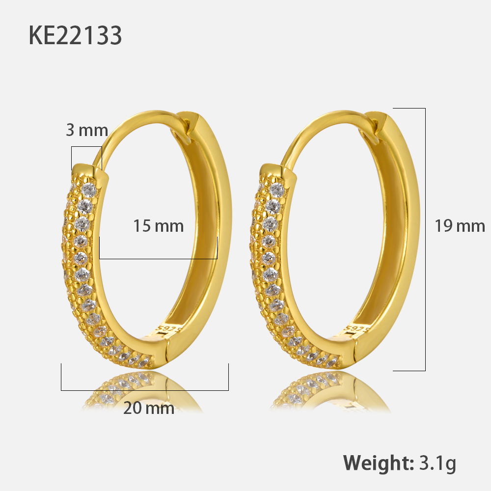 1 Pair Ig Style Simple Style Circle Plating Inlay Sterling Silver Zircon 18k Gold Plated White Gold Plated Earrings display picture 2