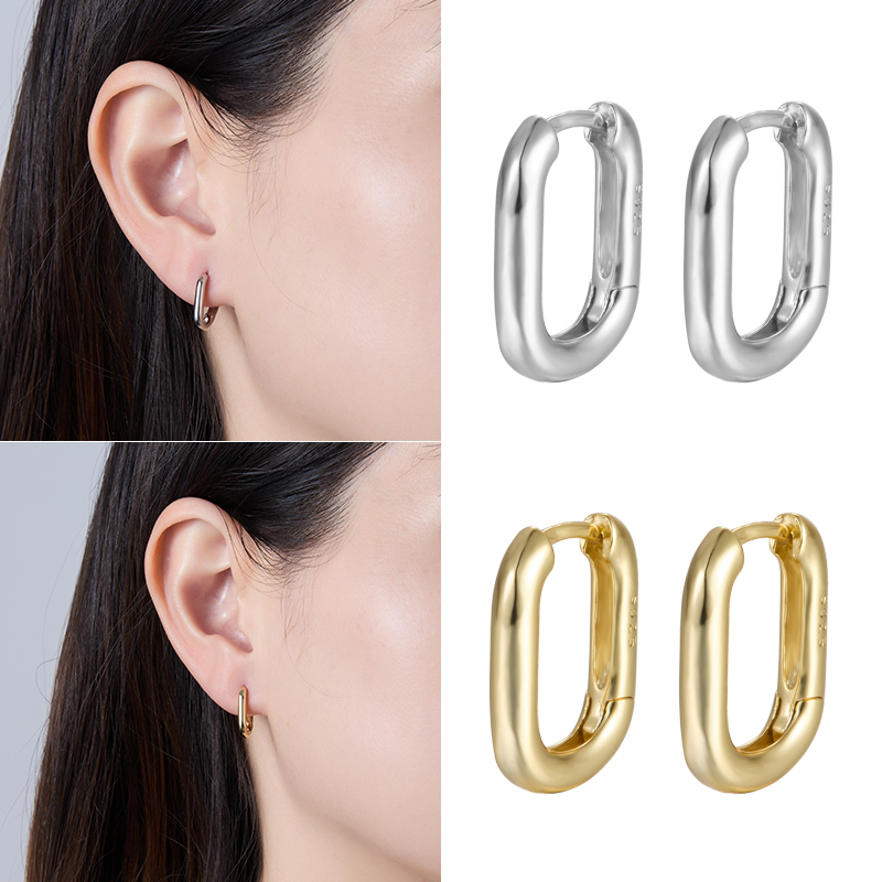 1 Pair Vintage Style Simple Style Commute Square Plating Sterling Silver 18k Gold Plated White Gold Plated Earrings display picture 2