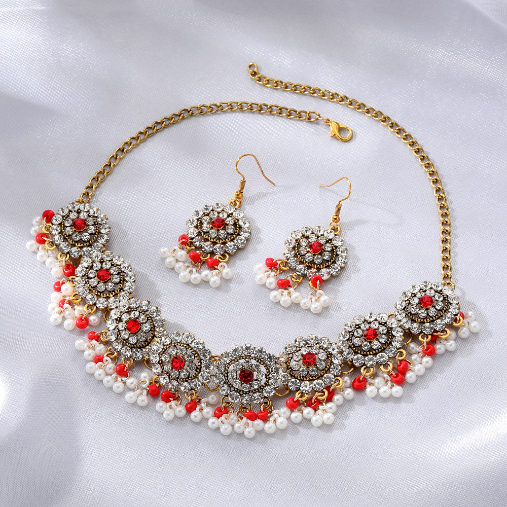 Vintage Style Ethnic Style Round Flower Butterfly Alloy Plating Inlay Zircon Women's Jewelry Set display picture 4
