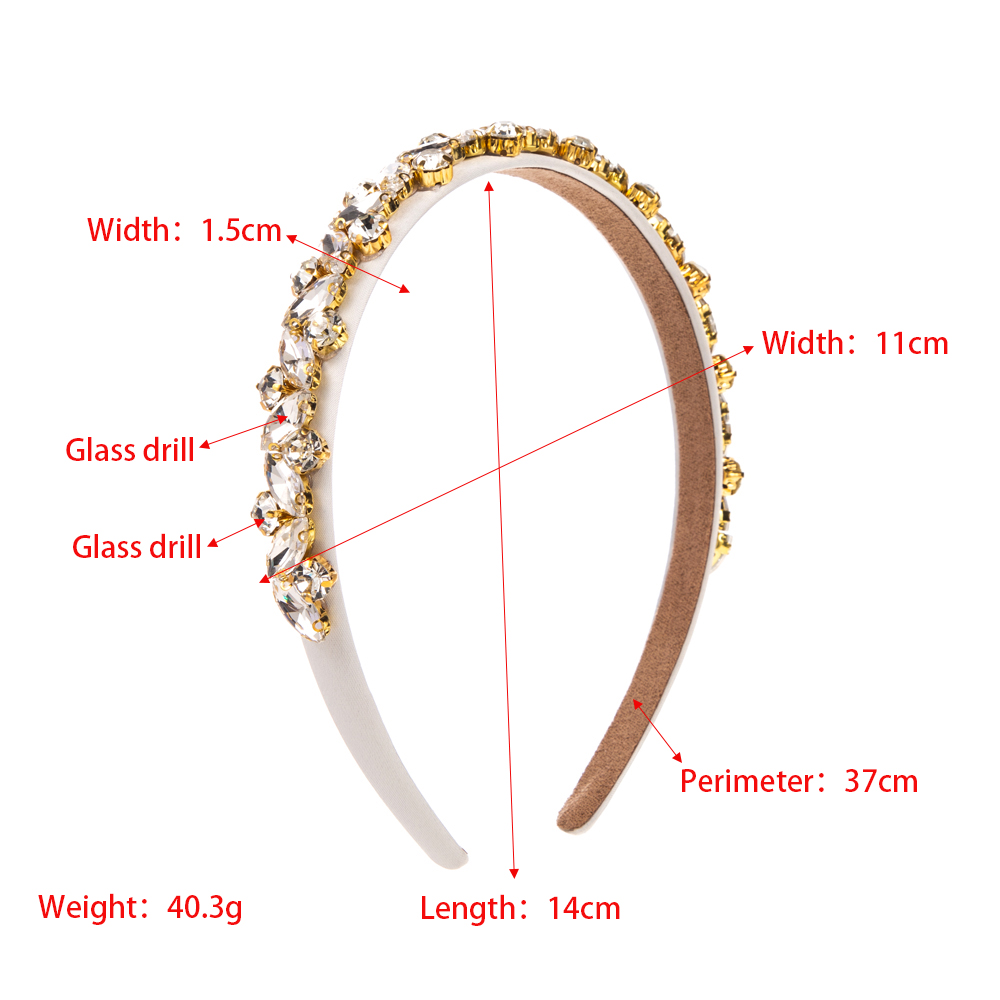 Women's Elegant Glam Geometric Solid Color Cloth Inlay Rhinestones Glass Stone Hair Band display picture 1