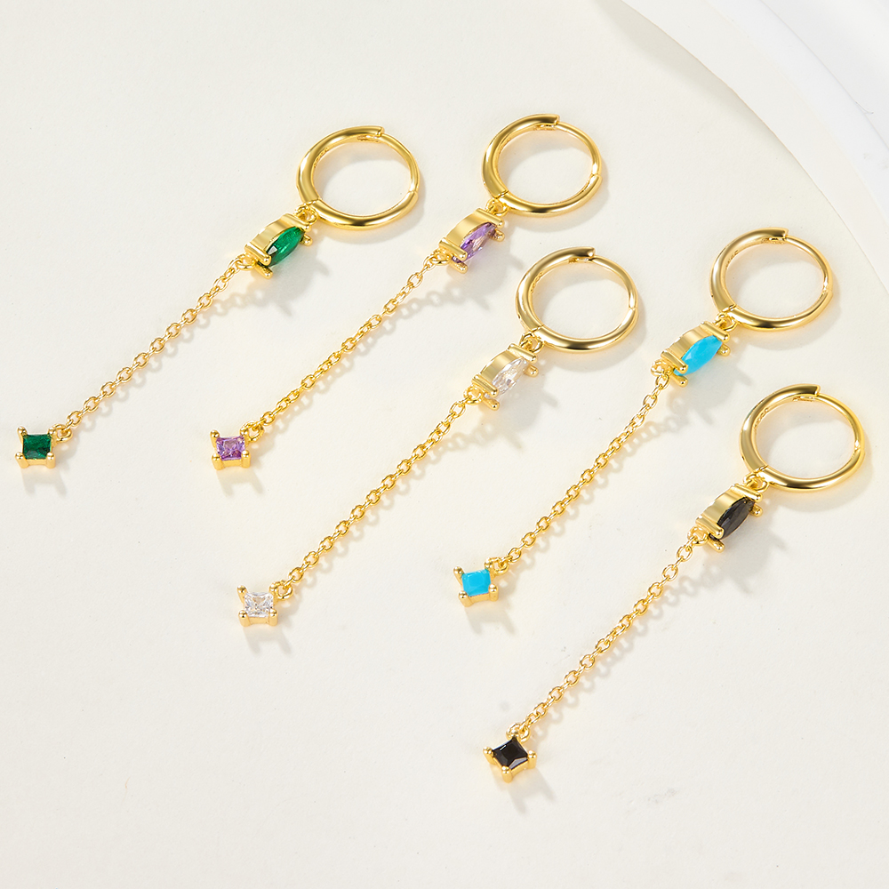 1 Pair Elegant Luxurious Shiny Water Droplets Tassel Plating Inlay Sterling Silver Turquoise Zircon 18k Gold Plated White Gold Plated Drop Earrings display picture 2