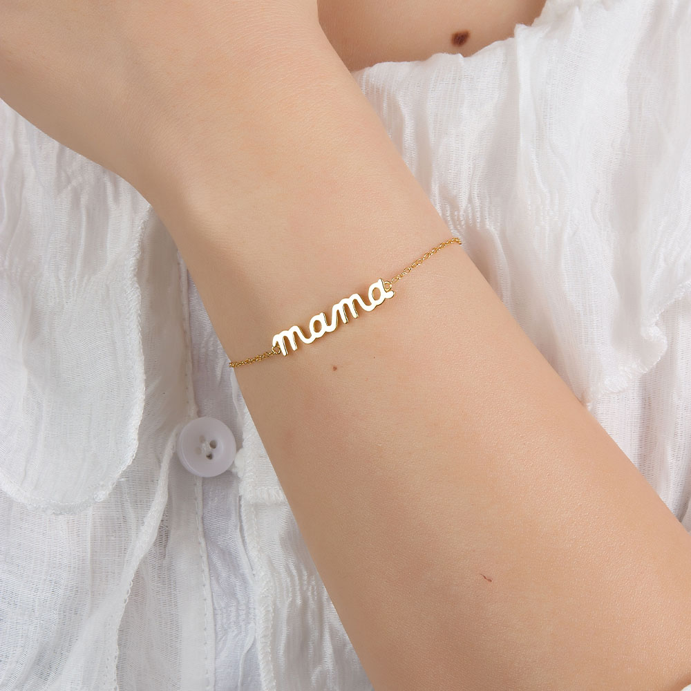 Sterling Silver Mama Simple Style Letter Plating Bracelets display picture 4