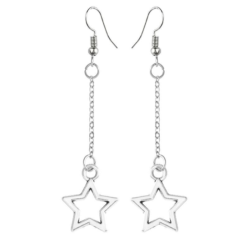 1 Pair French Style Simple Style Classic Style Star Hollow Out Alloy Drop Earrings display picture 1
