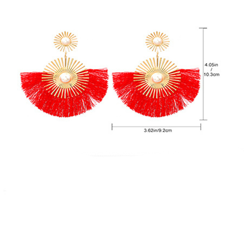 1 Pair Vintage Style Streetwear Sector Water Droplets Flower Tassel Inlay Metal Copper Pearl 18k Gold Plated Gold Plated Drop Earrings display picture 14