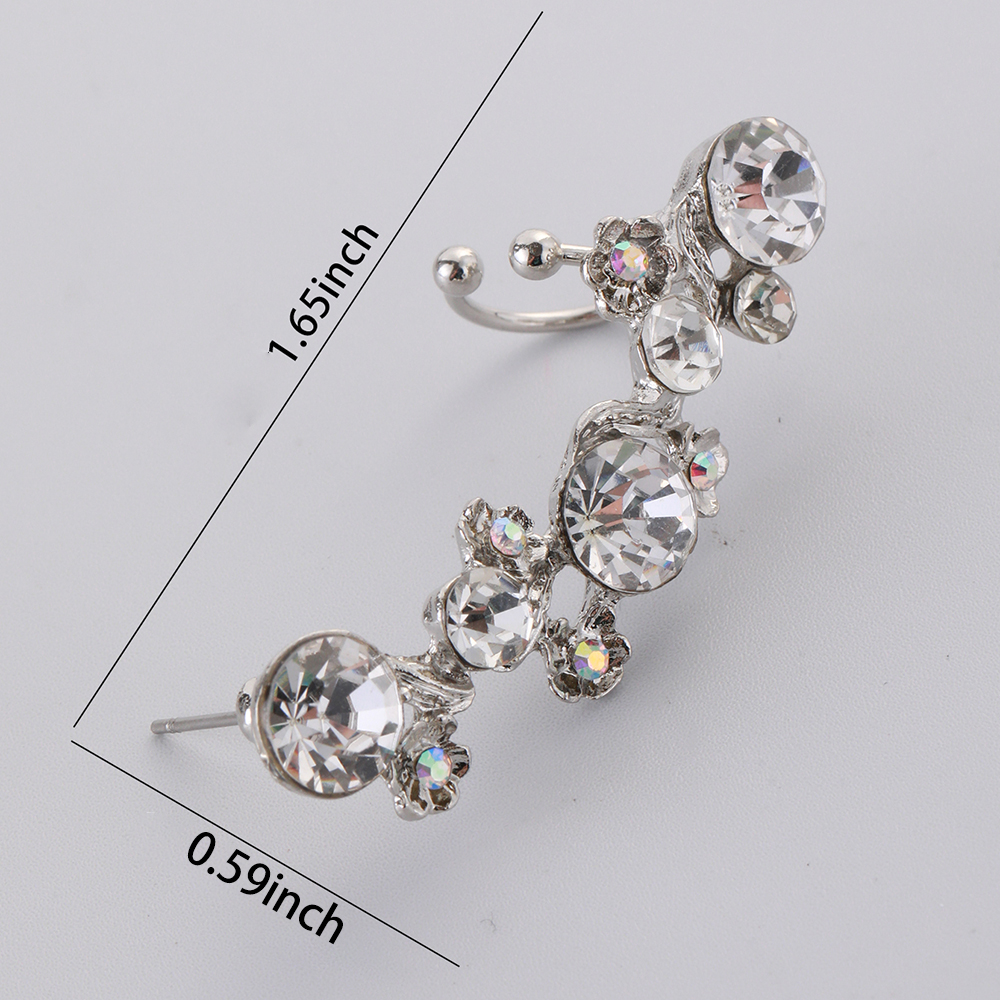 1 Piece Ig Style Flower Inlay Alloy Rhinestones Ear Clips Ear Studs display picture 2