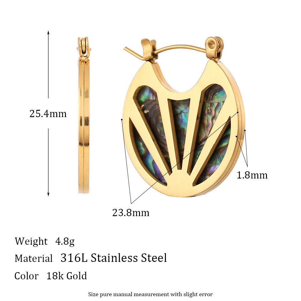 1 Pair Vintage Style Sector Plating Stainless Steel 18k Gold Plated Earrings display picture 2