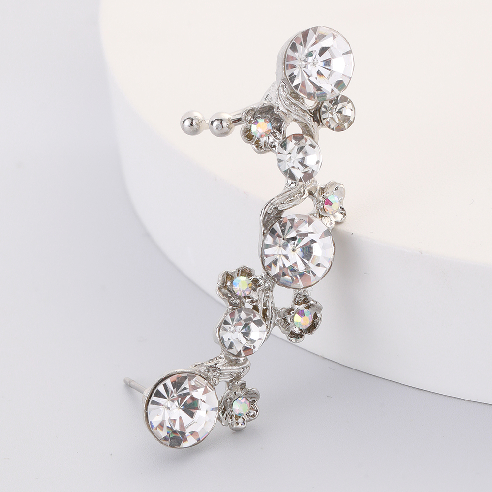 1 Piece Ig Style Flower Inlay Alloy Rhinestones Ear Clips Ear Studs display picture 6