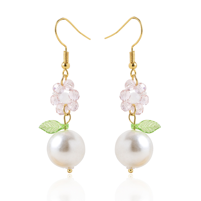 1 Paire Style Japonais Sucré Fleur Perle D'imitation Alliage Boucles D'oreilles display picture 1