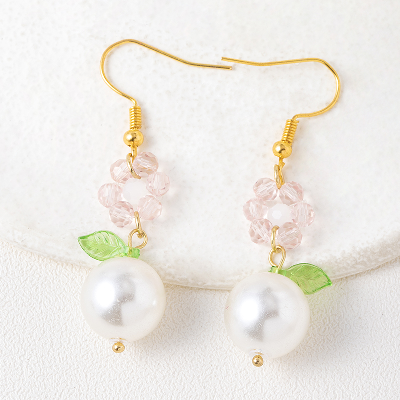 1 Paire Style Japonais Sucré Fleur Perle D'imitation Alliage Boucles D'oreilles display picture 3