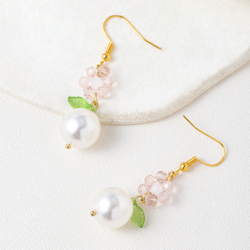 1 Paire Style Japonais Sucré Fleur Perle D'imitation Alliage Boucles D'oreilles display picture 4