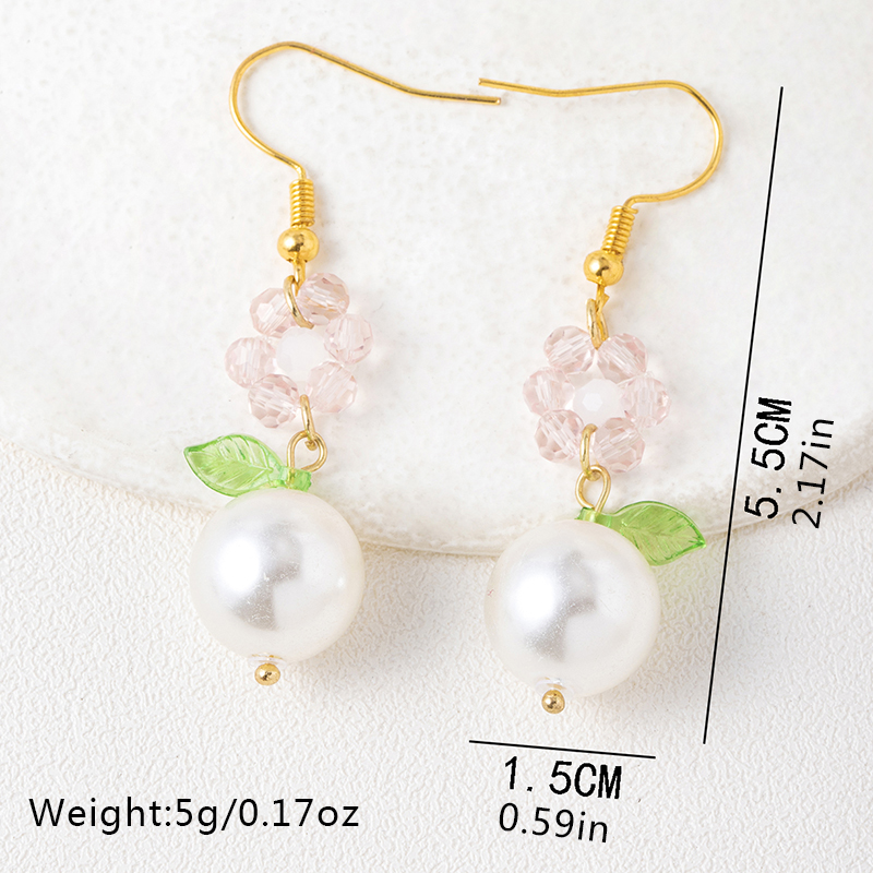 1 Paire Style Japonais Sucré Fleur Perle D'imitation Alliage Boucles D'oreilles display picture 5
