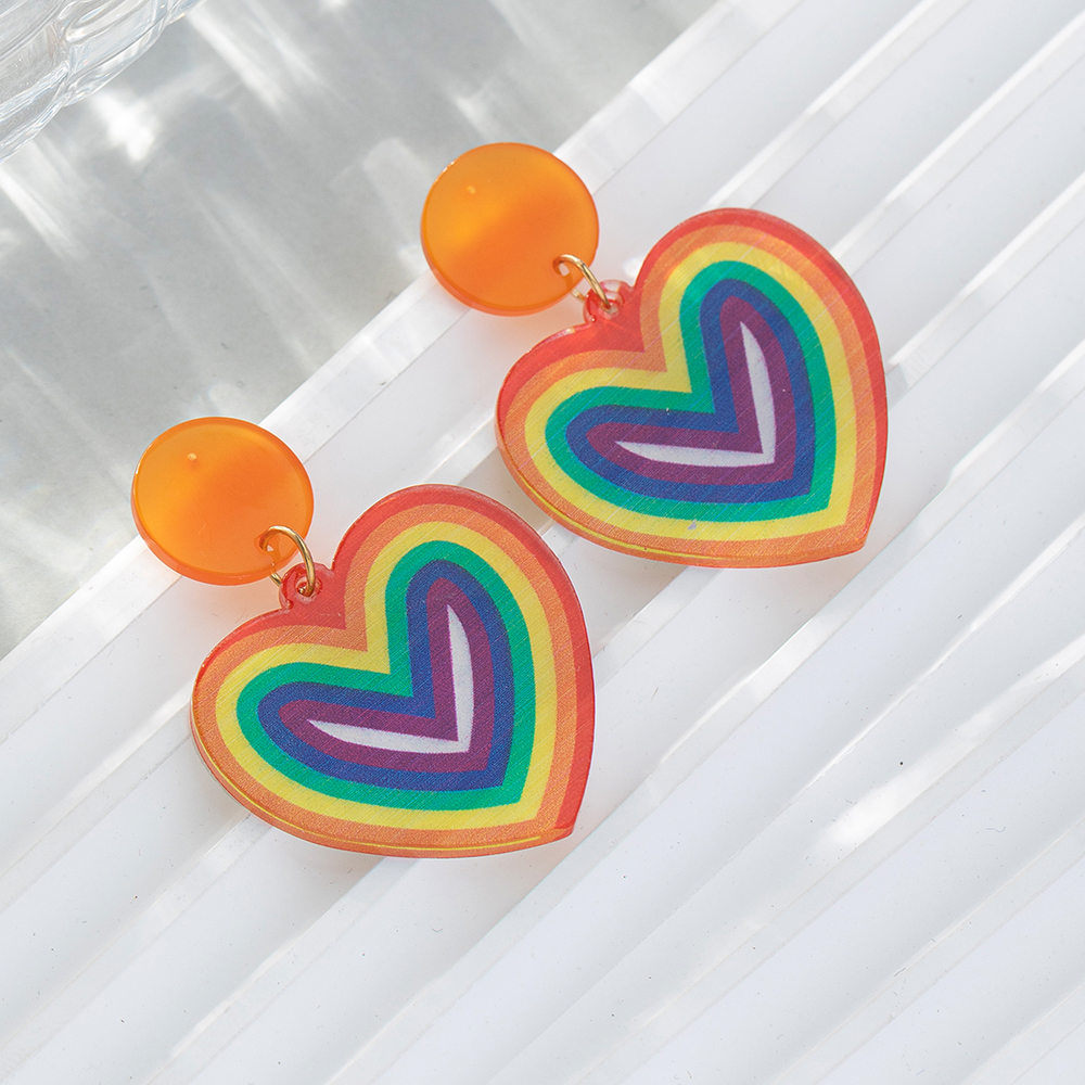 Korean Style Rainbow Heart Shape Arylic Women's Drop Earrings display picture 3