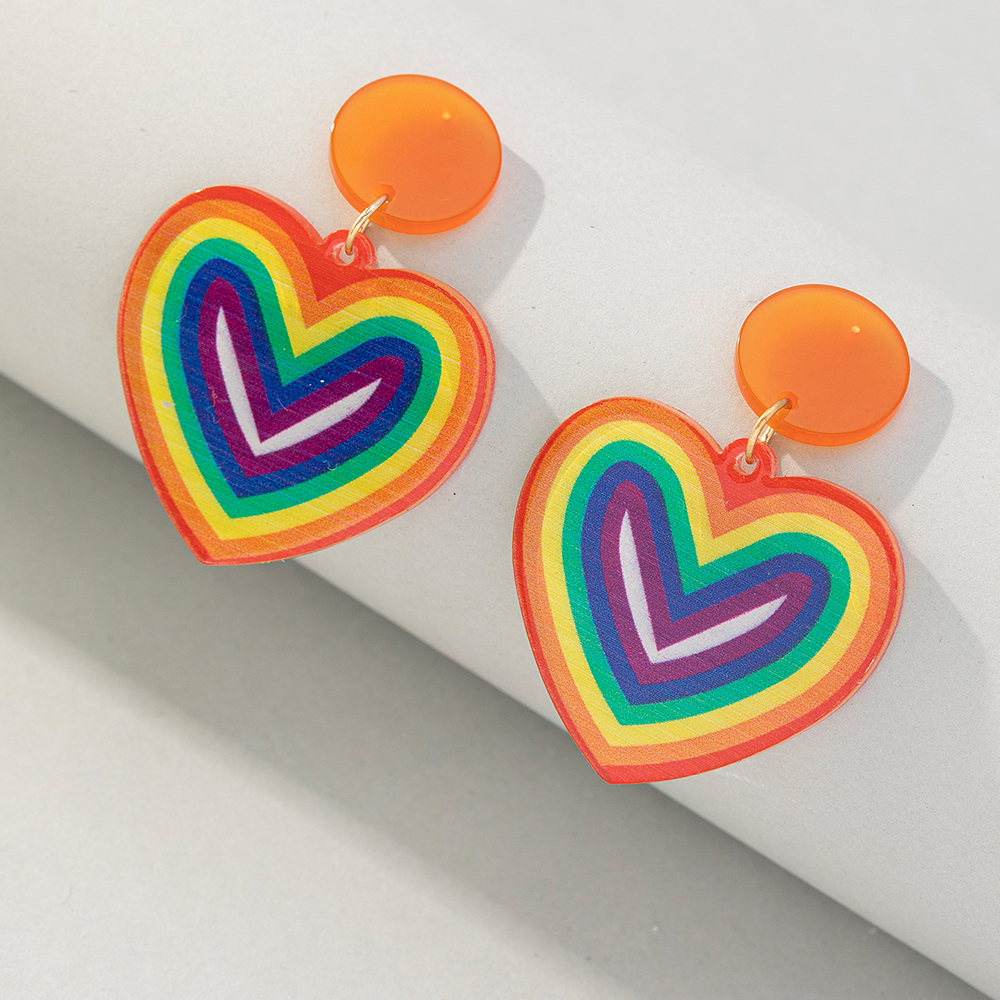 Korean Style Rainbow Heart Shape Arylic Women's Drop Earrings display picture 5