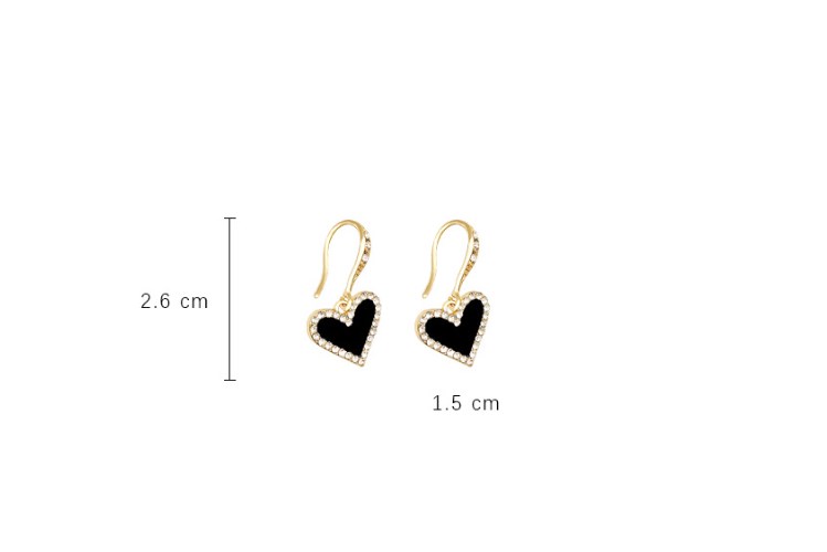 Retro Heart Shape Alloy Enamel Inlay Rhinestones Women's Drop Earrings 1 Pair display picture 2