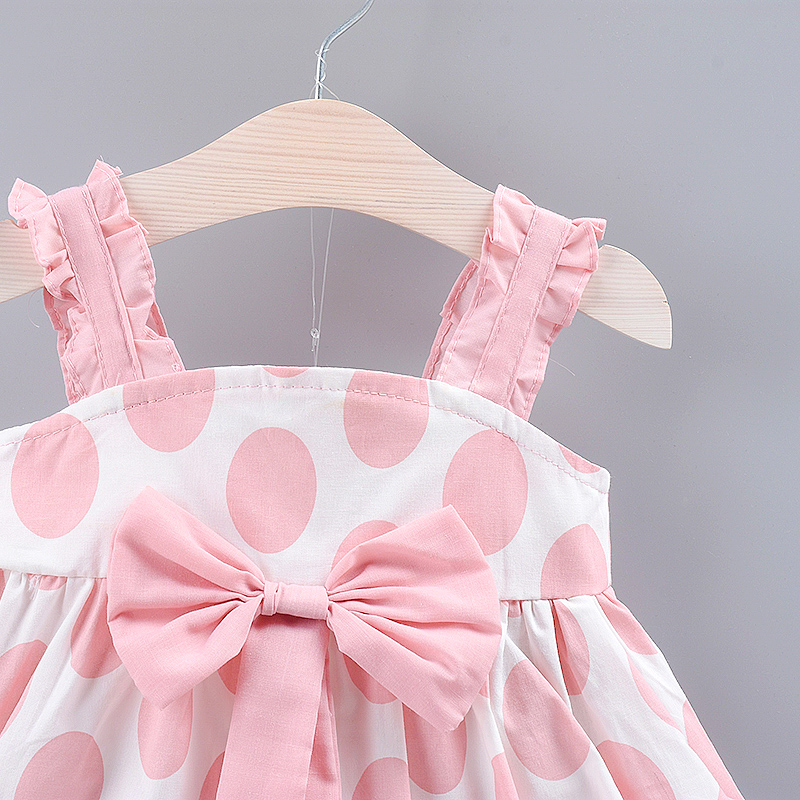 Casual Princess Pastoral Round Dots Bowknot Cotton Girls Dresses display picture 3