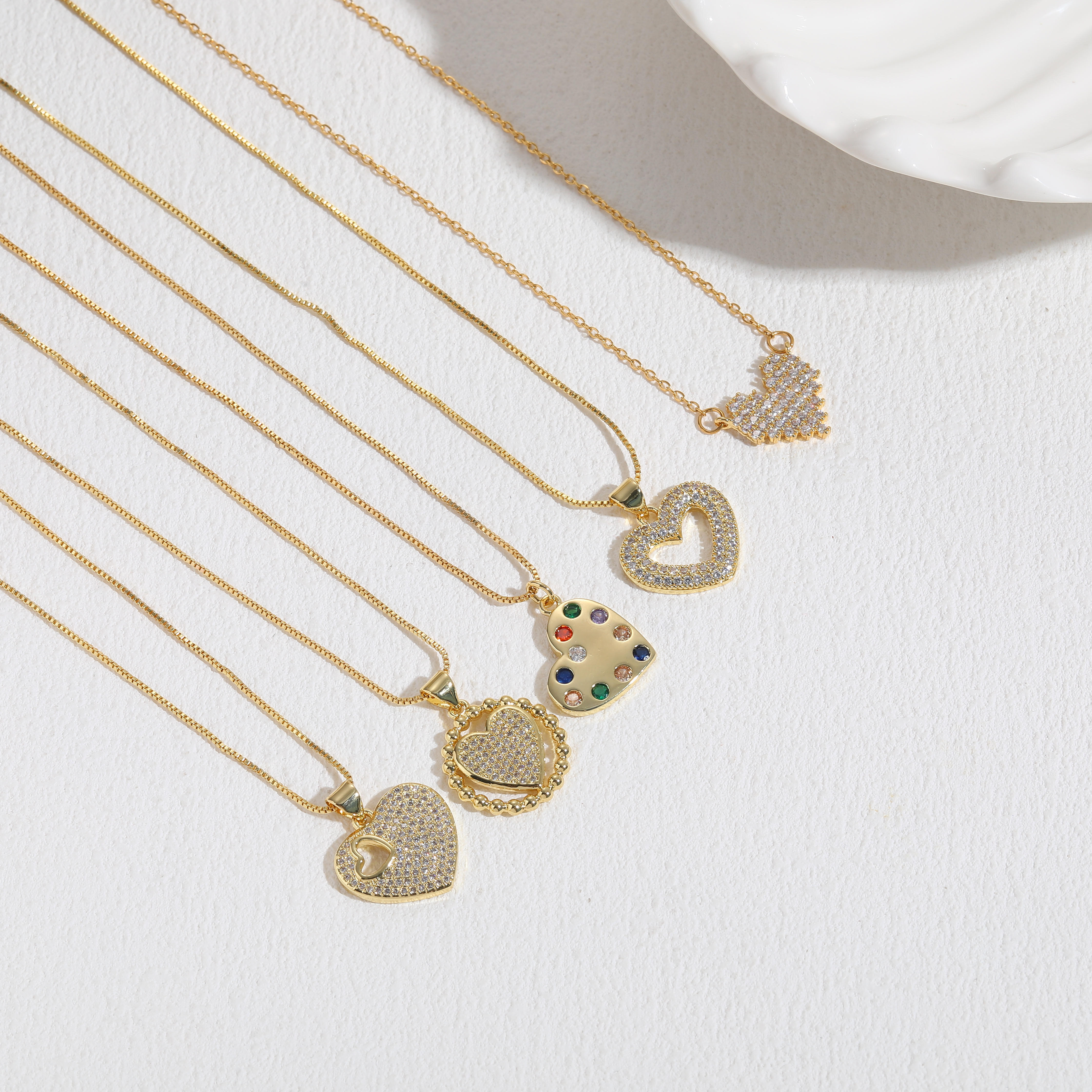 Elegant Sweet Heart Shape Copper 14k Gold Plated Zircon Pendant Necklace In Bulk display picture 6