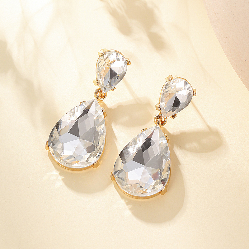 1 Pair Glam Luxurious Water Droplets Three-dimensional Glass Drop Earrings display picture 2