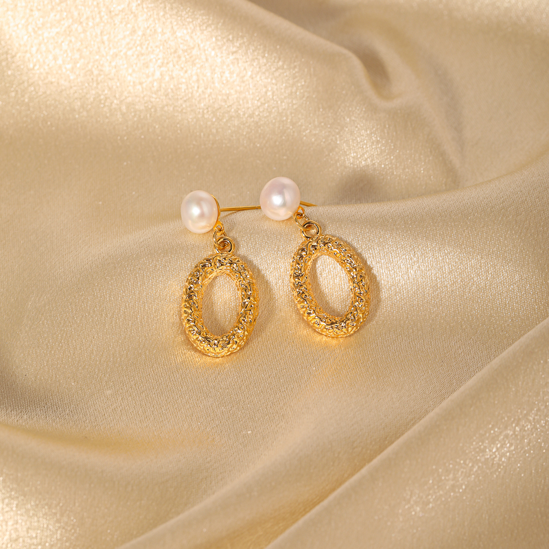 1 Paire Classique Exagéré Géométrique Incruster Le Cuivre Perles Artificielles Plaqué Or 18k Boucles D'oreilles display picture 1