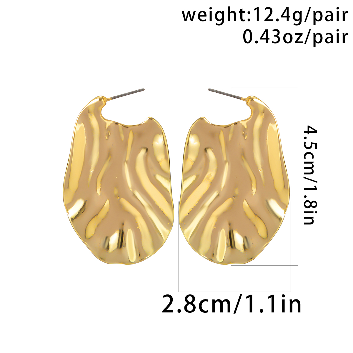 1 Pair Exaggerated Classic Style Irregular Pleated Alloy Ear Studs display picture 1