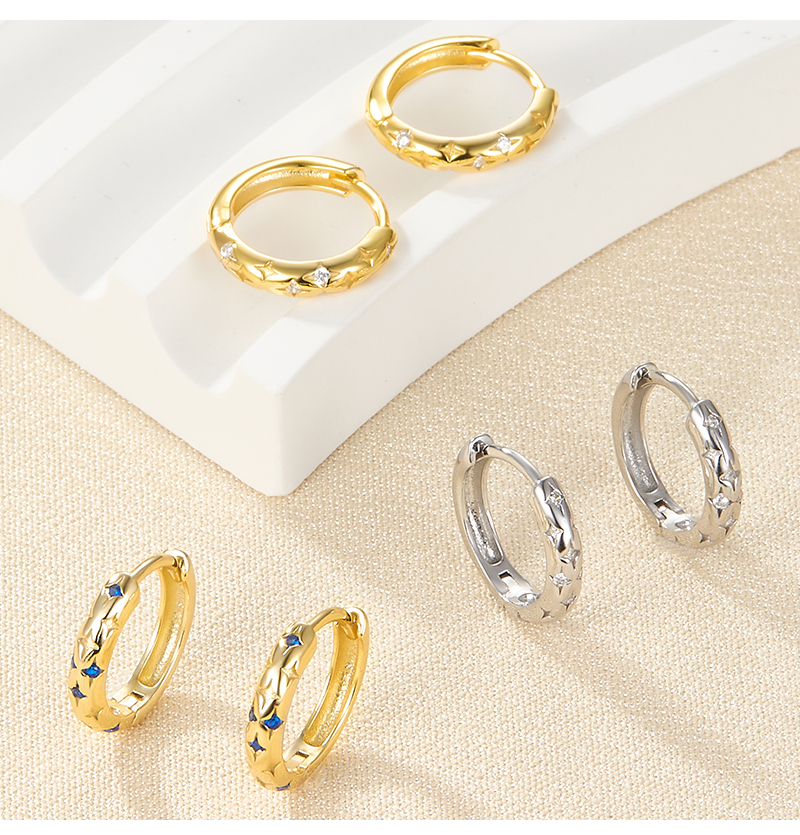 1 Pair Luxurious Simple Style Round Plating Inlay Sterling Silver Zircon 18k Gold Plated White Gold Plated Hoop Earrings display picture 5