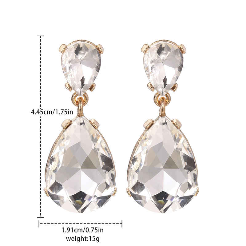 1 Pair Glam Luxurious Water Droplets Three-dimensional Glass Drop Earrings display picture 5