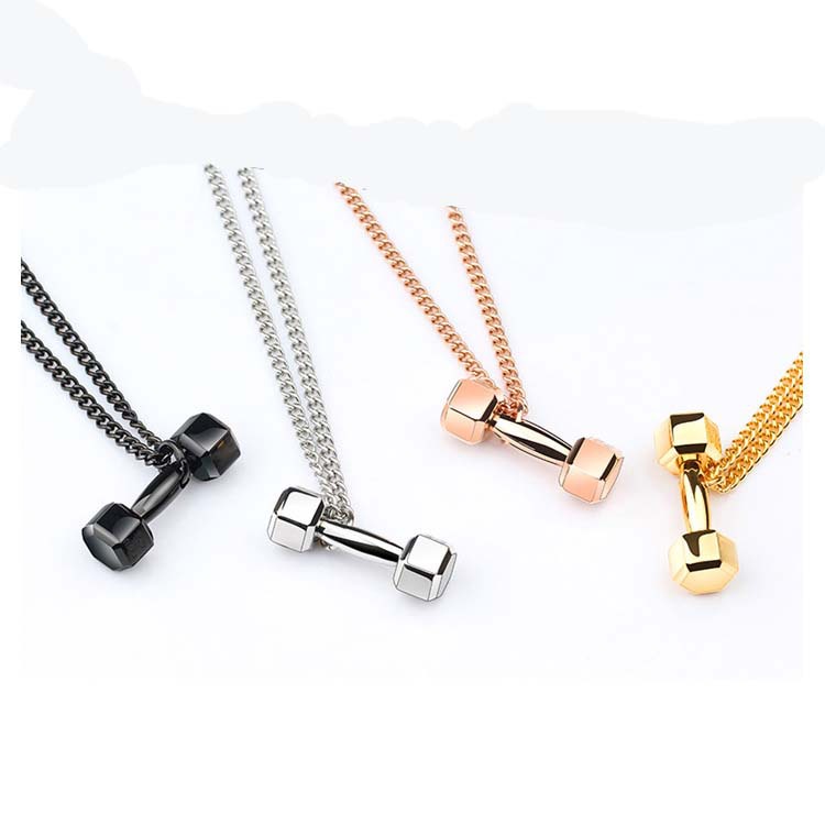 Hip-Hop Rock Barbell Titanium Steel Plating 18K Gold Plated Men'S Pendant Necklace display picture 1