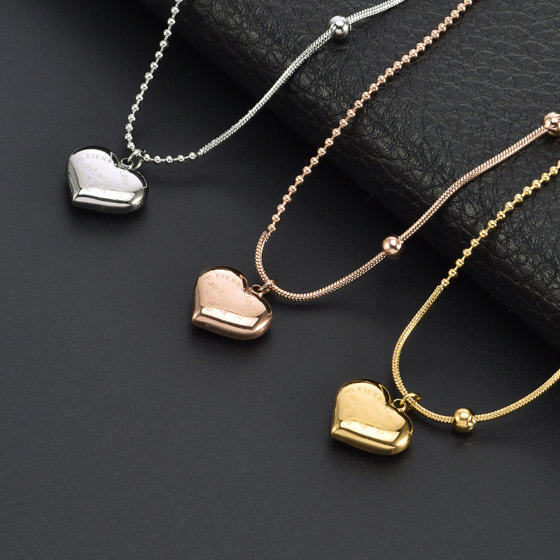 Titanium Steel 18K Gold Plated Sweet Plating Heart Shape Pendant Necklace display picture 1
