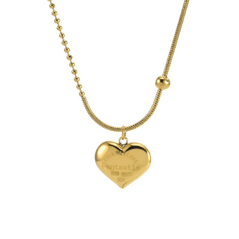 Titanium Steel 18K Gold Plated Sweet Plating Heart Shape Pendant Necklace display picture 2