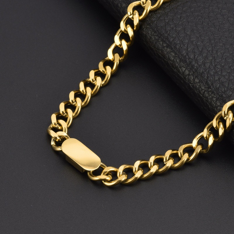 Acier Au Titane Plaqué Or 18K Hip Hop Roche Placage Géométrique Bracelets Collier display picture 5