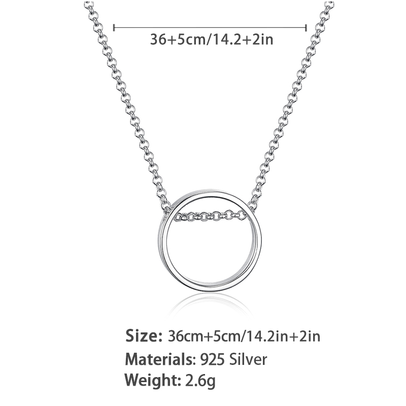 Basic Circle Sterling Silver Plating White Gold Plated Necklace display picture 1