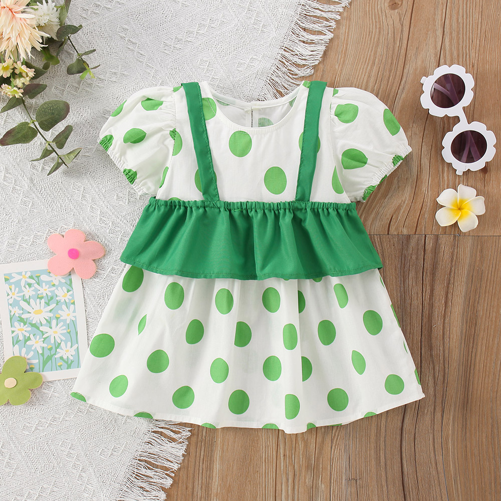 Casual Pastoral Polka Dots Cotton Girls Dresses display picture 2