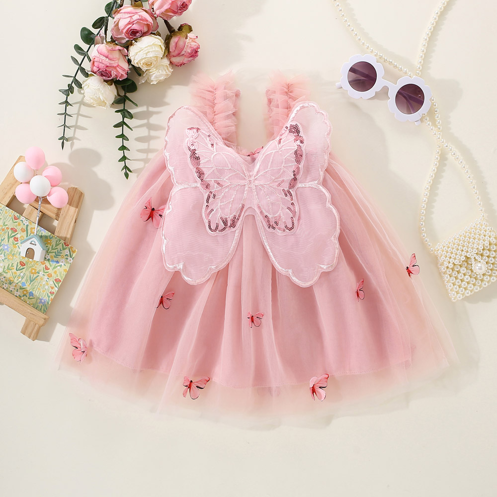 Princess Pastoral Butterfly Cotton Girls Dresses display picture 3