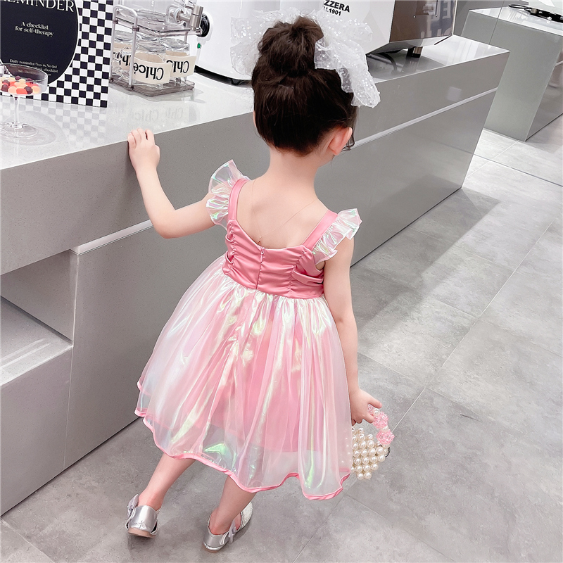 Casual Princesa Vacaciones Color Sólido Plisado Poliéster Vestidos Para Niñas display picture 4