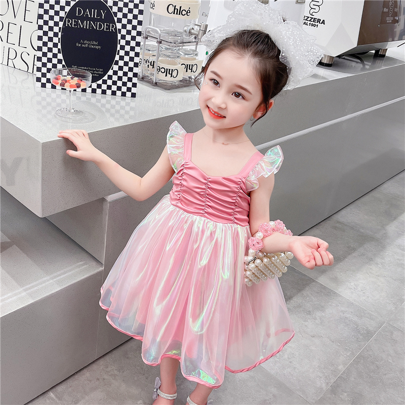 Casual Princesa Vacaciones Color Sólido Plisado Poliéster Vestidos Para Niñas display picture 5
