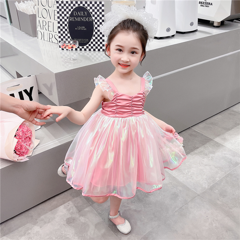 Casual Princesa Vacaciones Color Sólido Plisado Poliéster Vestidos Para Niñas display picture 1