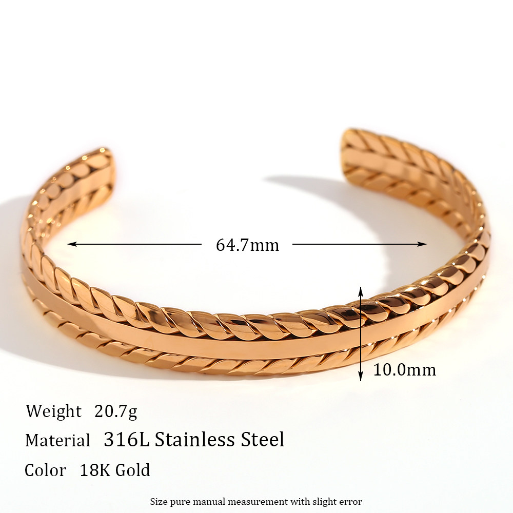 Style Simple Style Classique Grain Acier Inoxydable Placage Plaqué Or 18k Bracelet display picture 2