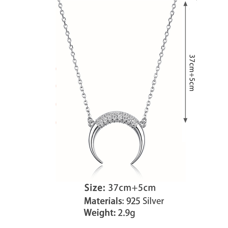 Casual Simple Style Moon Sterling Silver Plating White Gold Plated Necklace display picture 2