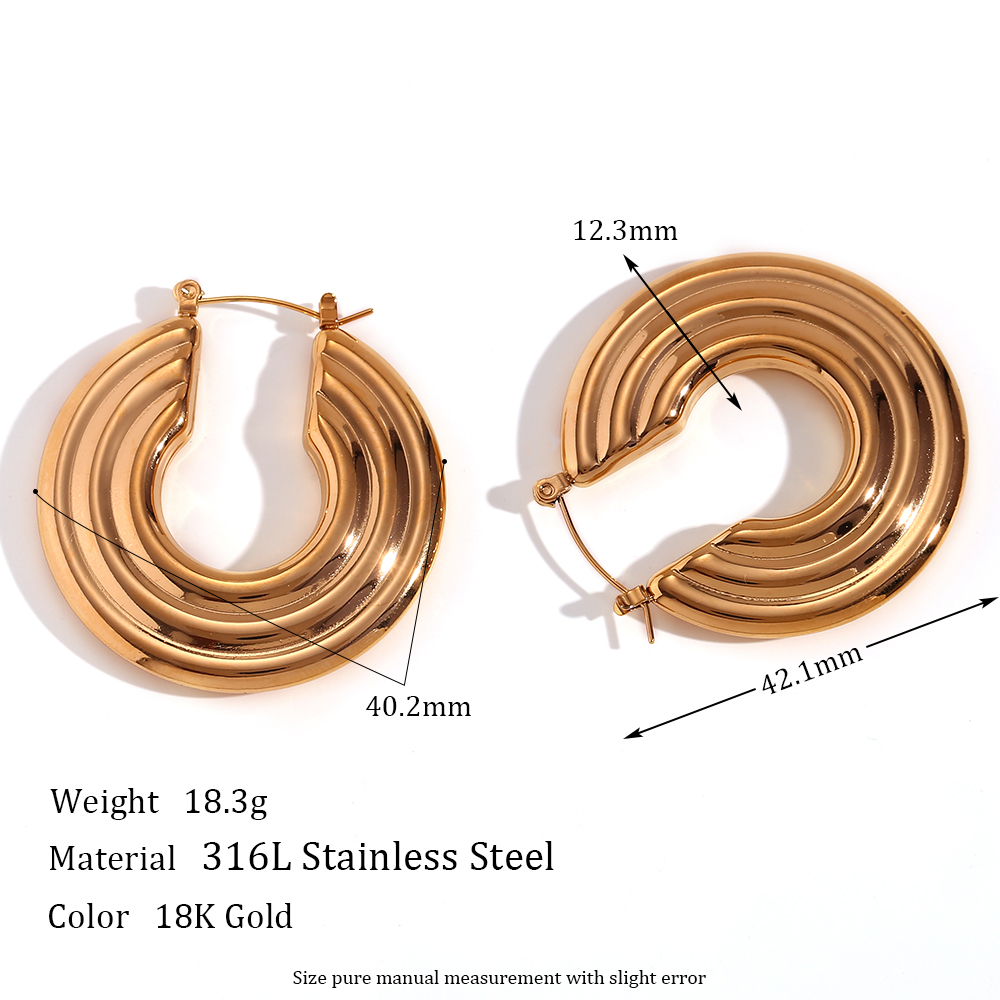 1 Pair Basic Simple Style Classic Style Solid Color Plating Stainless Steel 18k Gold Plated Earrings display picture 2