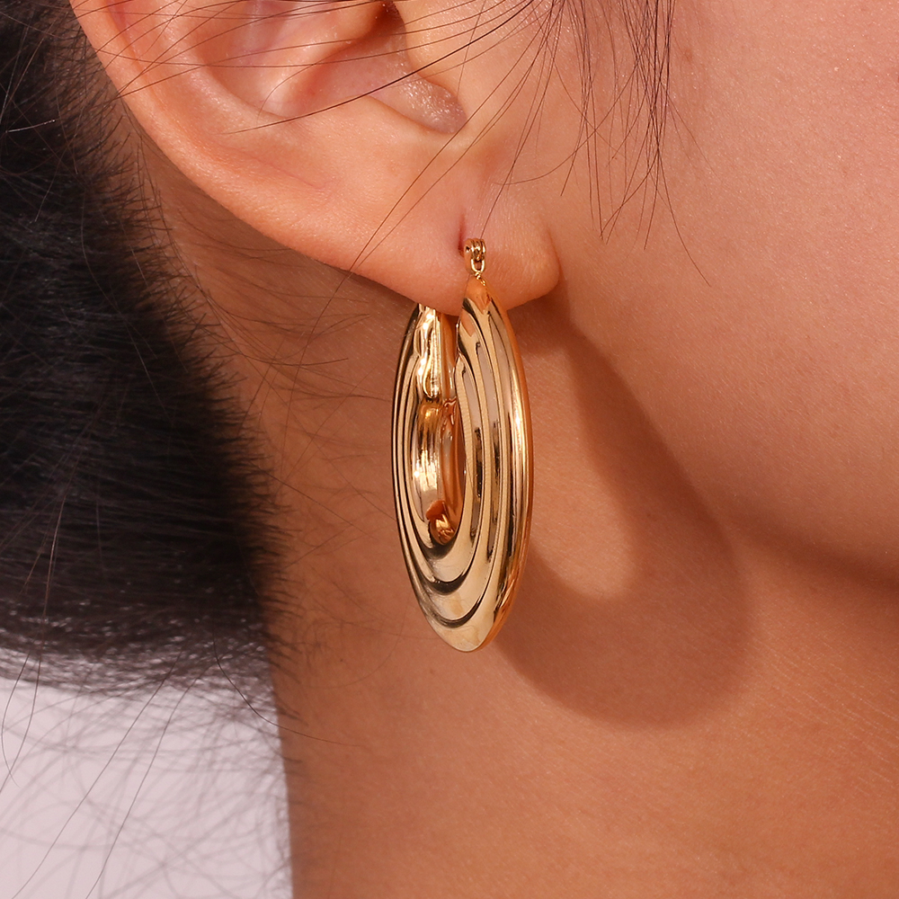1 Pair Basic Simple Style Classic Style Solid Color Plating Stainless Steel 18k Gold Plated Earrings display picture 5
