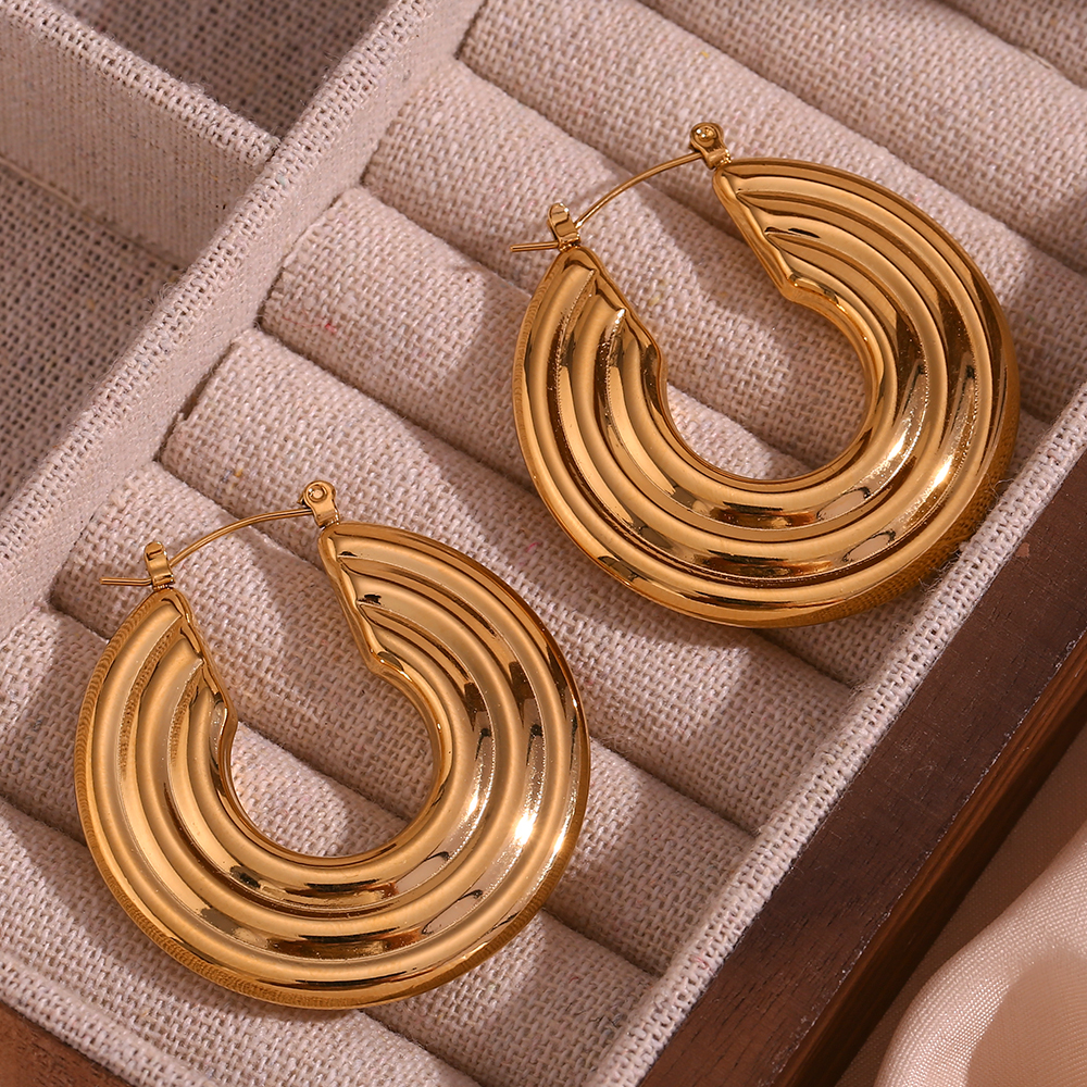 1 Pair Basic Simple Style Classic Style Solid Color Plating Stainless Steel 18k Gold Plated Earrings display picture 12