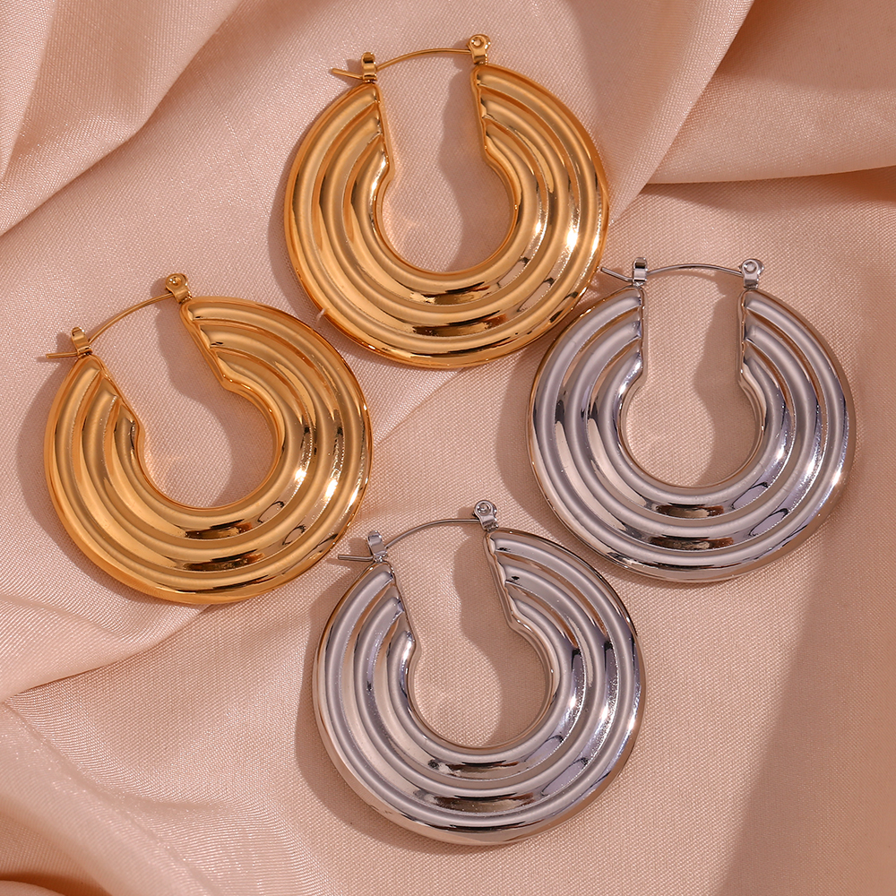 1 Pair Basic Simple Style Classic Style Solid Color Plating Stainless Steel 18k Gold Plated Earrings display picture 9