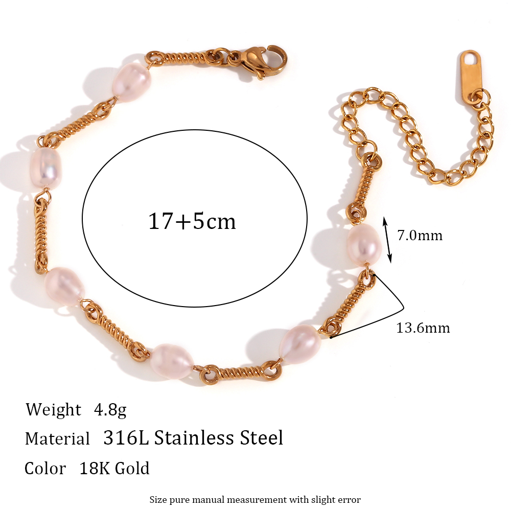 Basic Vintage Style Classic Style Solid Color Stainless Steel Beaded Plating 18k Gold Plated Bracelets Necklace display picture 2