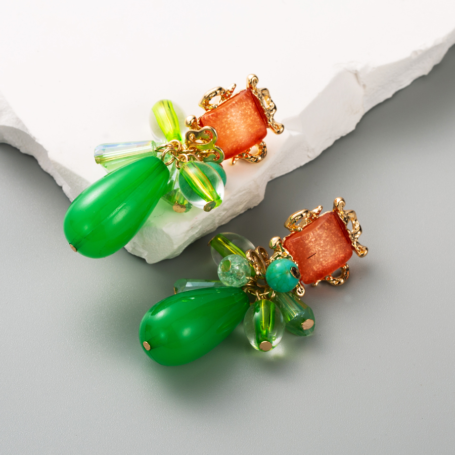 1 Pair Elegant Water Droplets Plating Alloy Resin Gold Plated Drop Earrings display picture 3