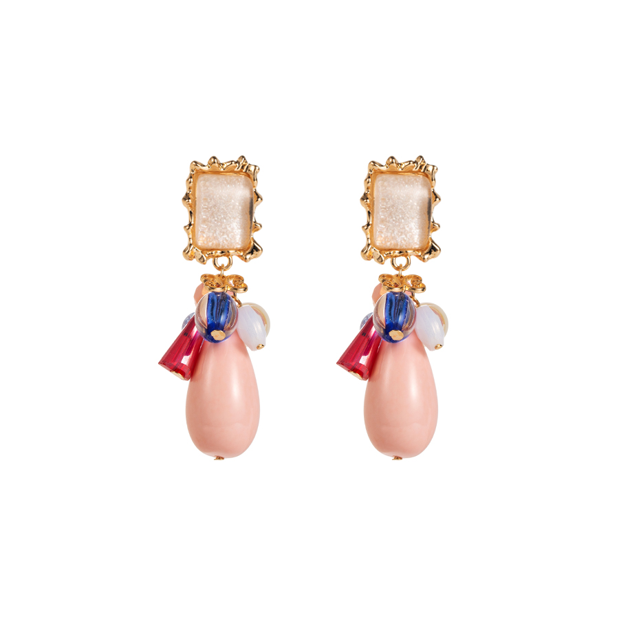 1 Pair Elegant Water Droplets Plating Alloy Resin Gold Plated Drop Earrings display picture 6