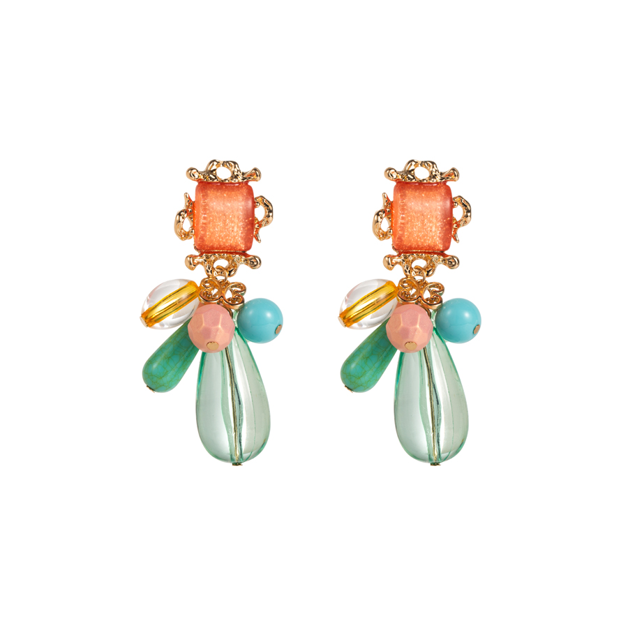 1 Pair Elegant Water Droplets Plating Alloy Resin Gold Plated Drop Earrings display picture 8