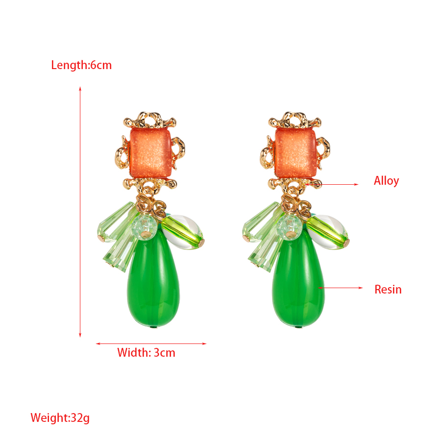 1 Pair Elegant Water Droplets Plating Alloy Resin Gold Plated Drop Earrings display picture 1
