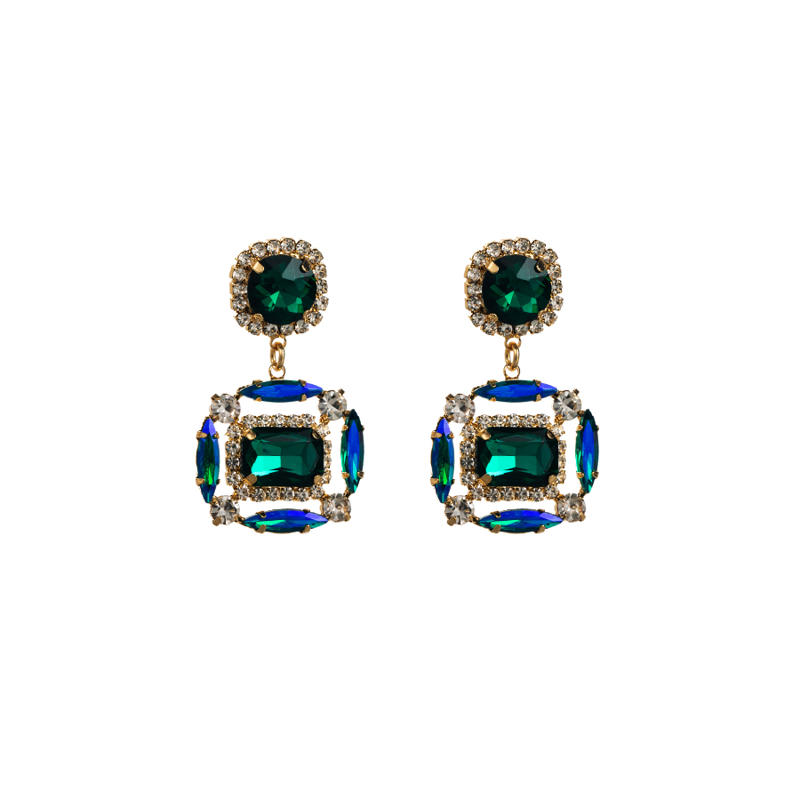 1 Pair Elegant Luxurious Square Plating Inlay Alloy Rhinestones Gold Plated Drop Earrings display picture 6