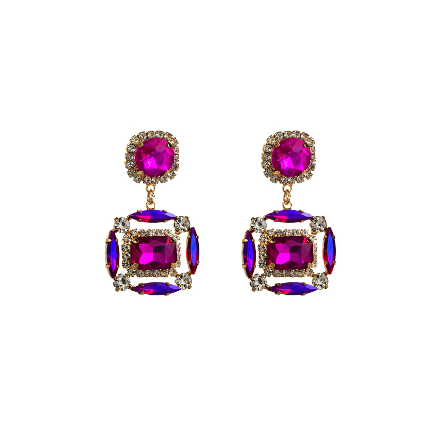 1 Pair Elegant Luxurious Square Plating Inlay Alloy Rhinestones Gold Plated Drop Earrings display picture 8