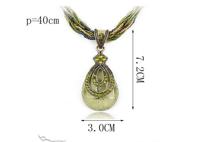 Ethnic Style Bohemian Water Droplets Alloy Inlay Zircon Women's Pendant Necklace display picture 2