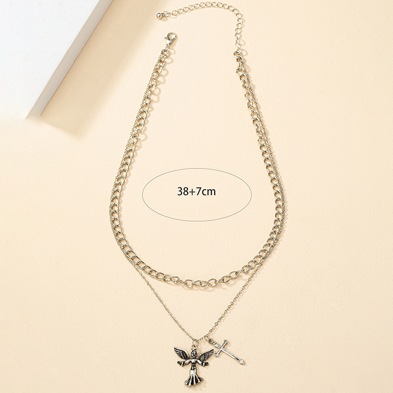 Retro Cool Style Cross Angel Alloy Women's Layered Necklaces display picture 2